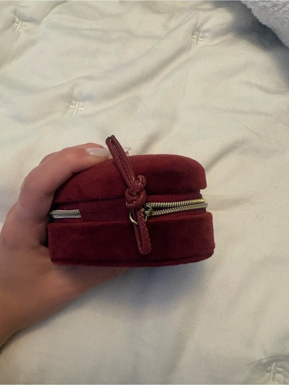 Heart-Shaped Jewelry Case - Burgundy